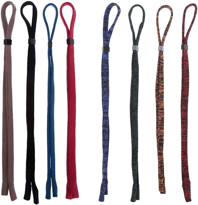 FEESHOW 4pcs Sport Glasses Strap, Adjustable Elastic Nylon Standard End