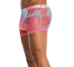 FIROTTII Mens Mesh Shorts Sexy Boxers See Through