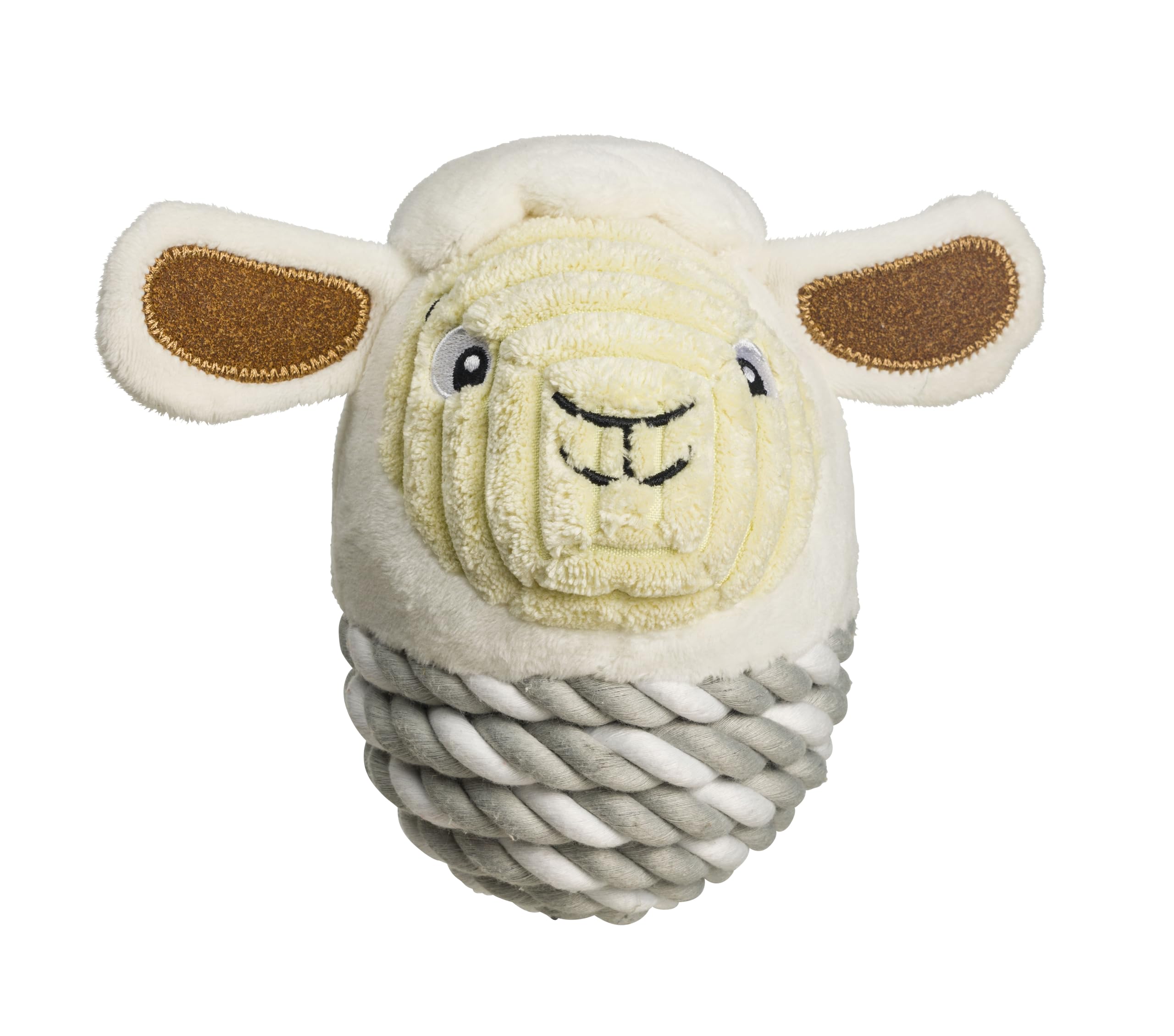 House of Paws Sheep Rope Ball Dog Toy - Plush and Rope with Squeaker