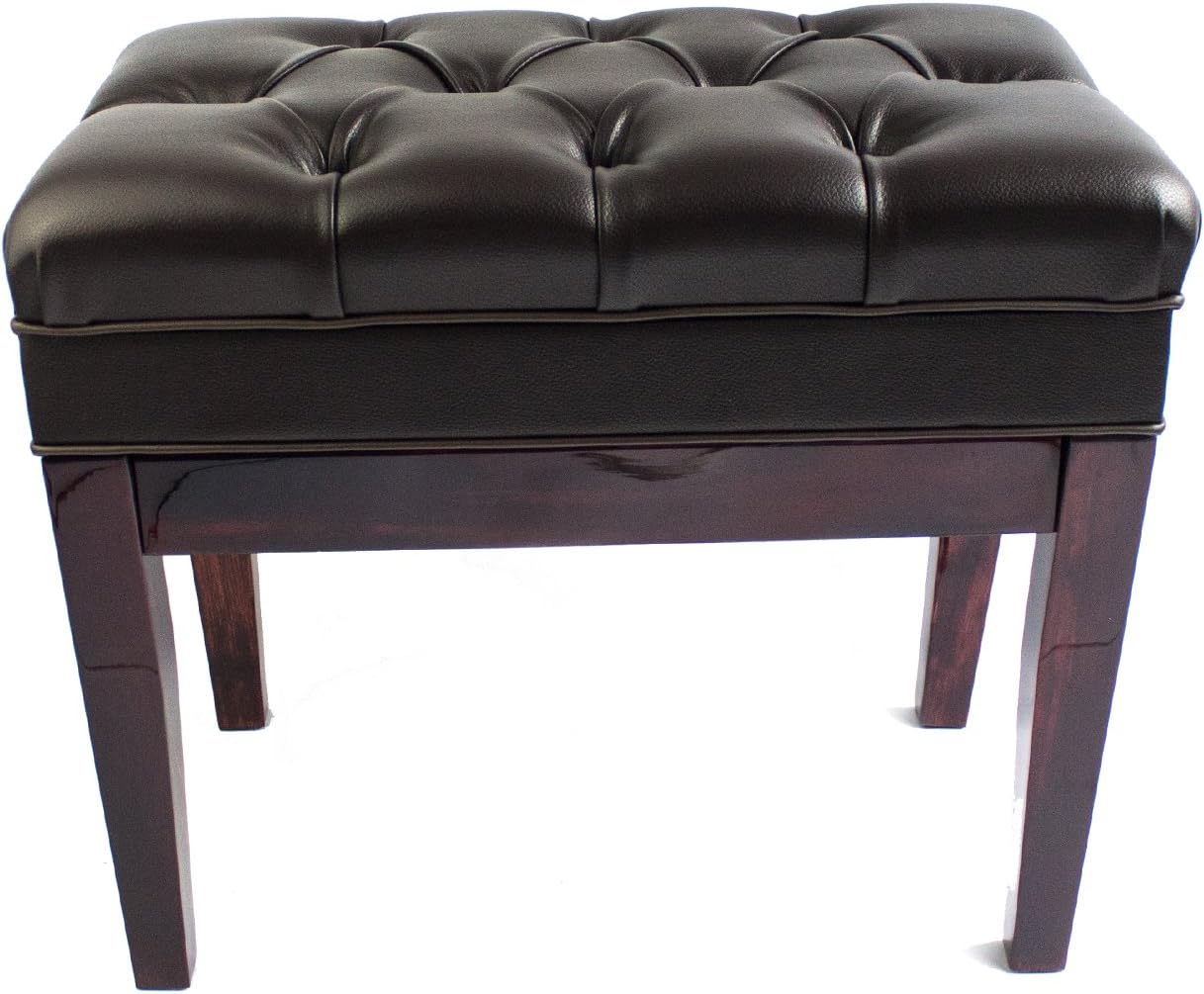 Symphony Adjustable Cushion Seat Piano Bench Stool with Storage