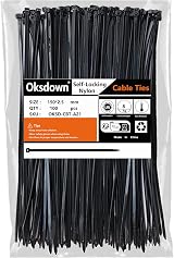 Oksdown 100 Pack Black Nylon Cable Ties 150mm 2.5mm Premium Self Locking