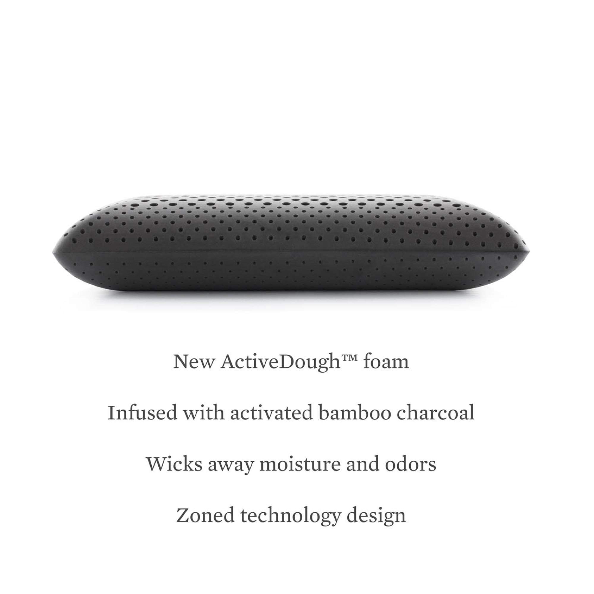 MALOUF Z Zoned Pillow-Infused with Bamboo Charcoal-New ACTIVEDOUGH Formula is Responsive, Supportive, and Plush-Mid Loft-King, Black