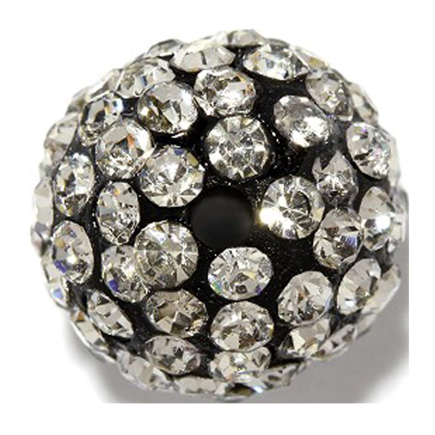 RUBYCA Pave Czech Crystal Round Disco Ball Clay Beads fit Shamballa Jewelry (50pcs, 12mm, Black) — image 1