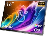 MINIX 16" Portable Touch Monitor 1200P IPS 2x USB-C HDMI Multi-Touch Kickstand