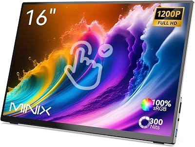 MINIX 16" Portable Touch Monitor 1200P IPS 2x USB-C HDMI Multi-Touch Kickstand