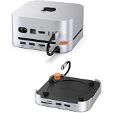 Stouchi Mac mini M6, M5 Pro, M4 Dock Stand with NVMe SATA SSD Enclosure | 10Gbps | Easy Power Button | Stable Wi-Fi | 2* USB A 10Gbps, 4K@60Hz HDMI, SD/TF Slot, 2* USB A, Audio 3.5mm | for M4/M5/M6