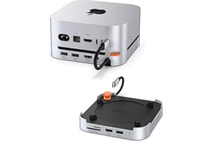 Stouchi Mac mini M4 Dock Stand with 8TB NVMe SATA SSD Enclosure, 2* USB A 10Gbps, 4K@60Hz HDMI, SD/TF Slot, 2* USB A Data Por