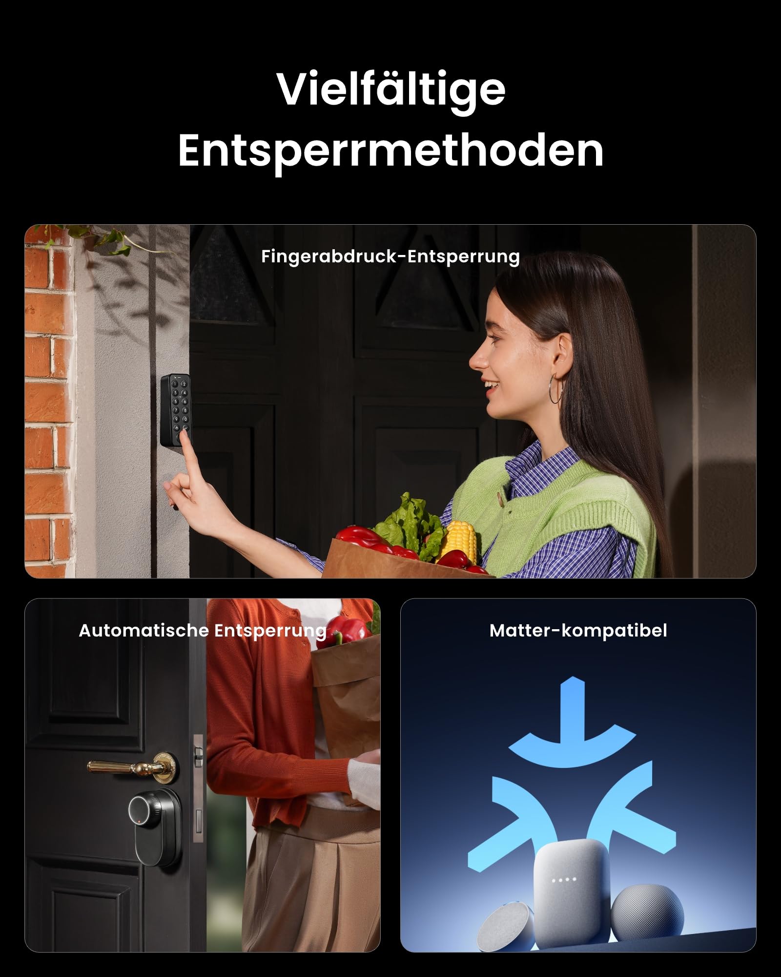 SwitchBot WLAN Smart Lock Ultra mit Fingerabdruck-Entsperrung, Elektronisches Türschloss mit Aufladbarem Akku, Türöffner per Fingerprint, Passcode, Smartphone, Alexa, Google, unterstützt Matter 5