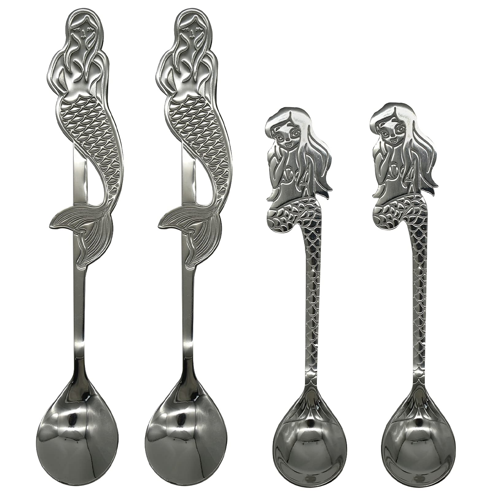 Photo 1 of Maydahui 4 PCS Mermaid Spoon 18/10?304?Stainless Steel Fish Coffee Spoons Tableware Kitchen Tools Design for Dessert Drink Tea Ice Cream Soup