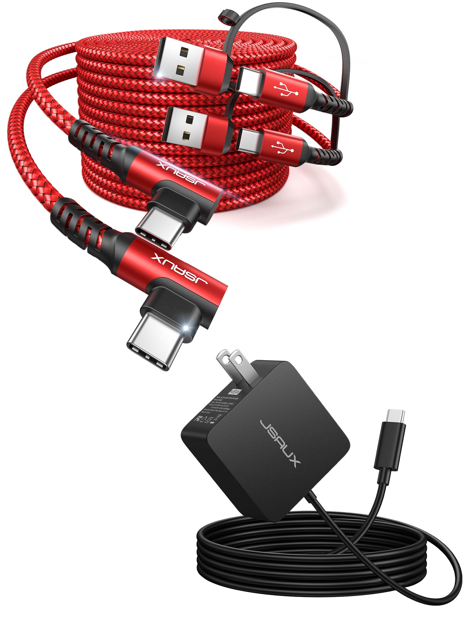 JSAUX 90° Right Angle 100W USB A/C to USB-C Cable + 45W USB C Power Charger