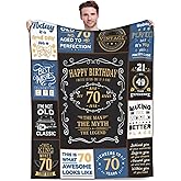 Jieoyfyug 70th Birthday Gifts for Men, 1956 Birthday Gift for Him, 70 Year Old Blanket 50"x60", Christmas Fathers Day Blanket for Dad Papa Grandpa Husband Uncle