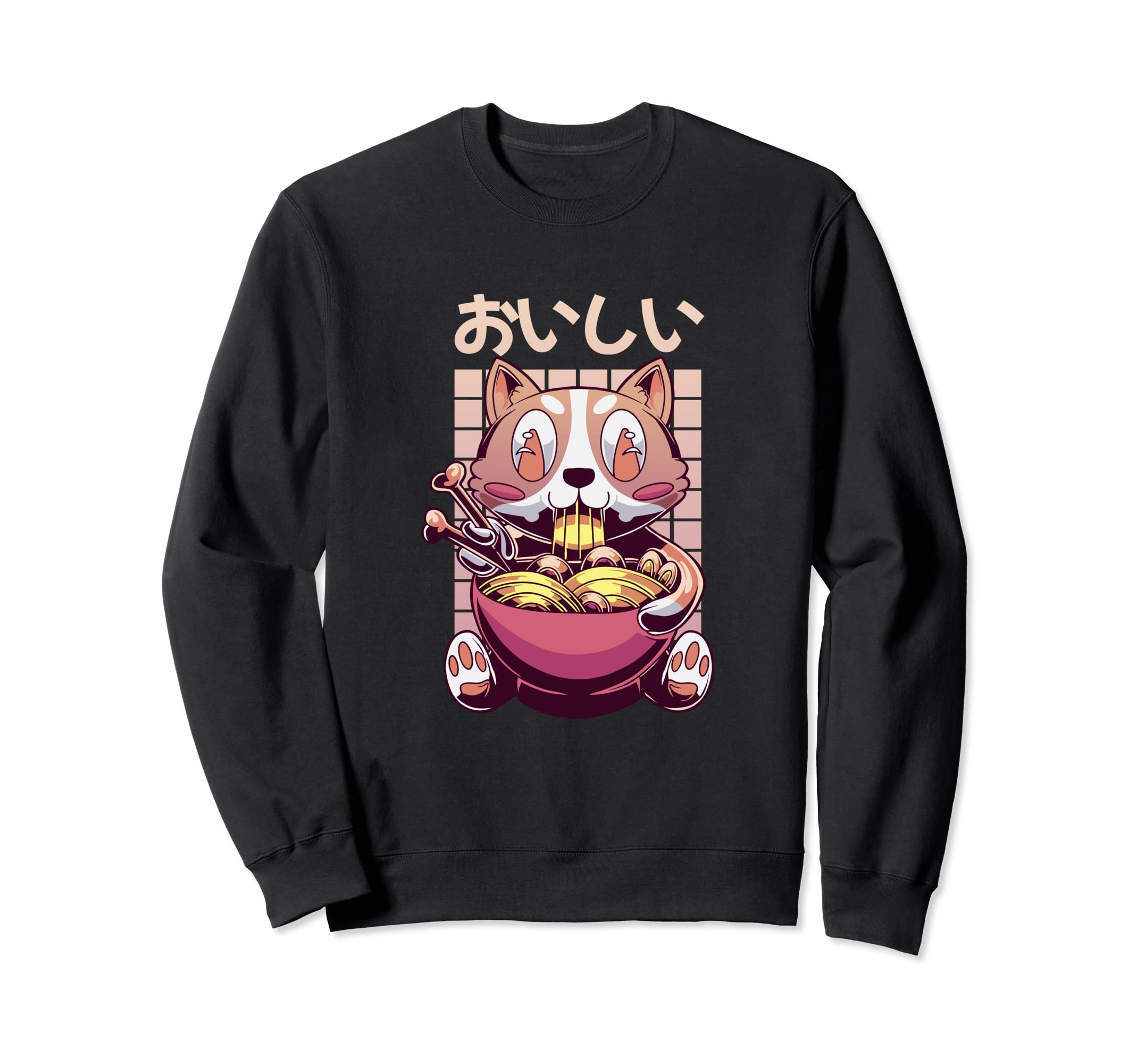 Vaporwave Kawaii Ramen Dog - Otaku Anime Manga Sweatshirt