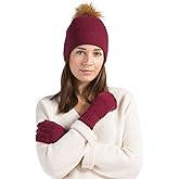 Fishers Finery Women's 100% Cashmere Pom Hat and Glove Set; with Gift Box