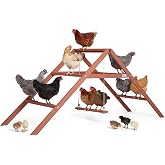 PETSFIT Wooden Chicken Roosting Bars for 10-12 Chickens, Easy Assembly | Solid Fir Wood,Chicken Perch for Outdoor Coops,Backyard Farms ,3-Layers Design with Swing,Promotes Healthy,Easy to Clean