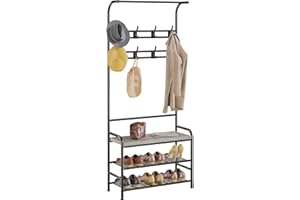 Amyove Coat Bench Hall Tree Shoe Rack for Entryway, Grey