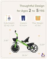 KRIDDO Kids Tricycle 24 Months to 5 Years Green Safe Stable Triangle Design view 3