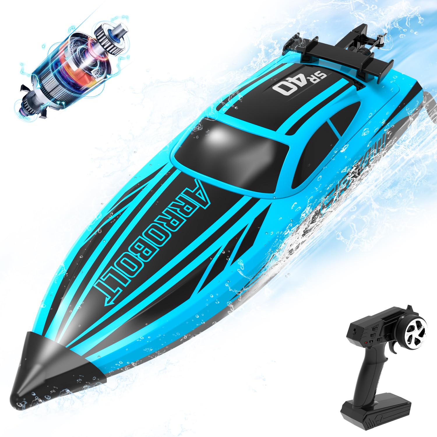 Photo 1 of VOLANTEXRC Brushless RC Boats for Adults, 30+MPH Fast Remote Control Boat with 2 Rechargeable Batteries for Lakes, 30+ Mins Full Proportional Boat High Speed RC Boat for Adults (79705)