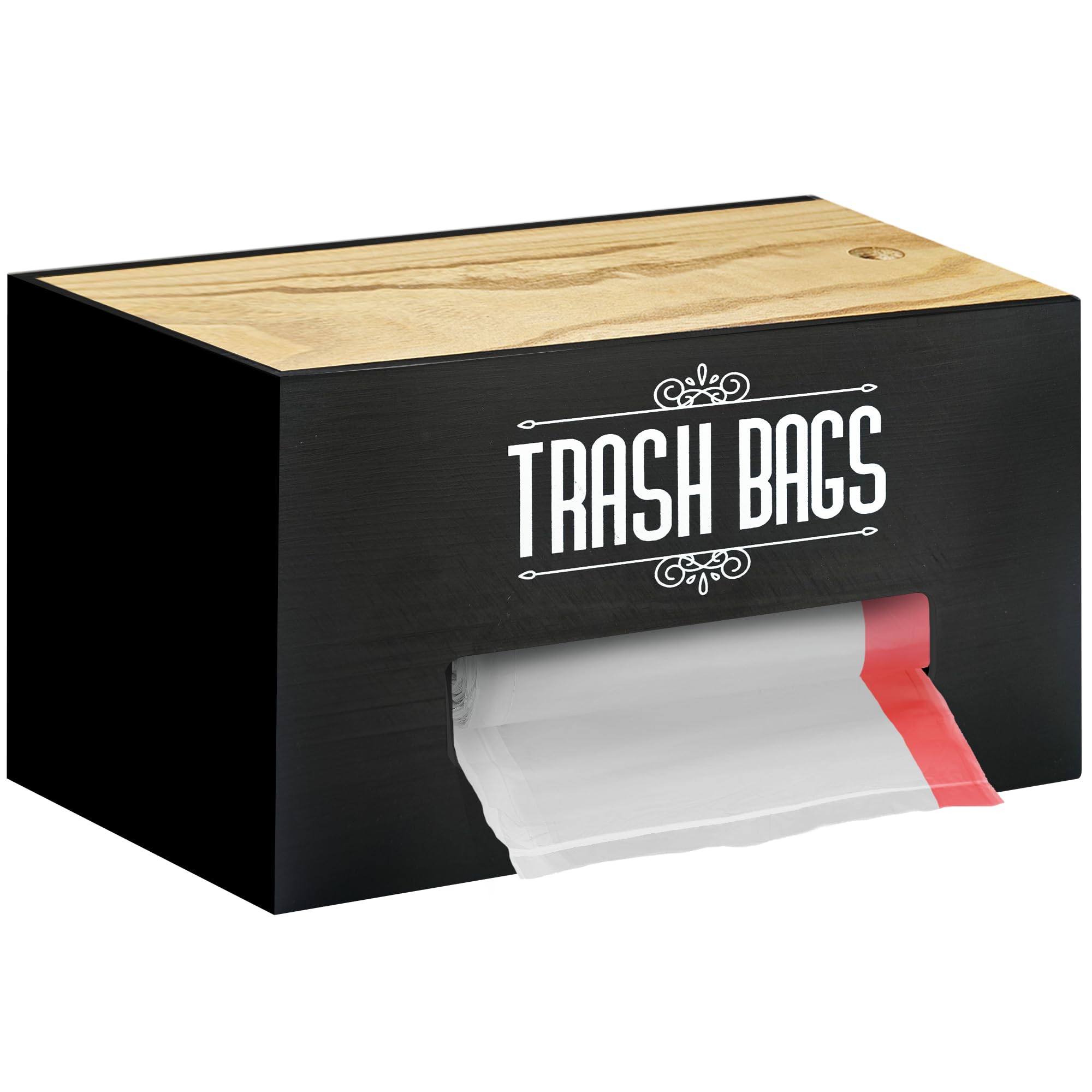 Photo 1 of [MG Prime Product] Trash Bag Dispenser, Garbage Bag Holder, Trash Bag Organizer Wall Mount, Wooden Trash Bag Roll Holder for Plastic Bags Countertop, Trash Bag Stand, Outdoor Trash Bag Holder