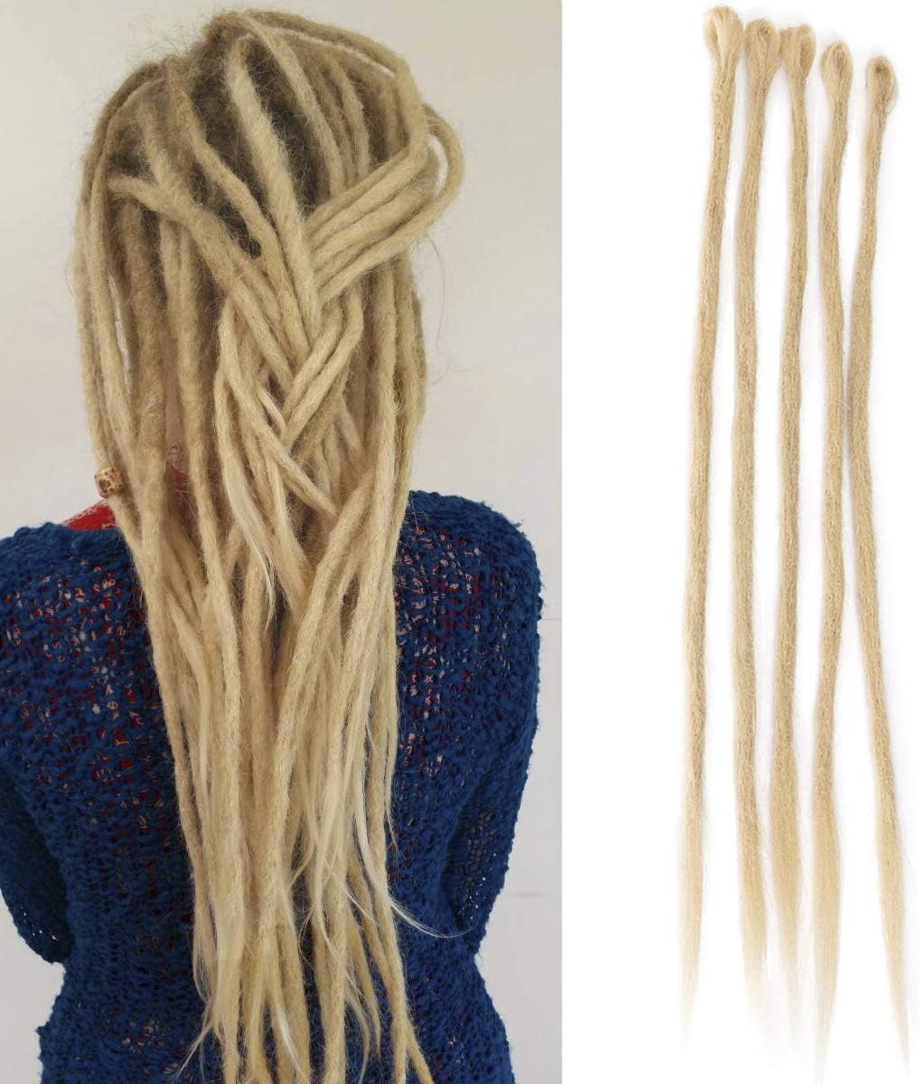 Focussexy 20 Inch Dreadlocks Extensions Synthetic Dreads Reggae Hair Hip-Hop Style Handmade Locs Crochet Braiding Hair for Women/Men (Pack of 5 Strands,Dark black)