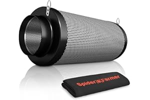 Spider Farmer 4 Inch Air Carbon Filrer Smelliness Control with Premium Australia Virgin Charcoal for Inline Duct Fan, Grow Tent Odor Control, Hydroponics, Pre-Filter Included, Reversible Flange
