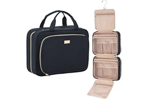 NISHEL Hanging Travel Toiletry Bag, Visible Makeup Organizer, Makeup Case for Travel Accessories, Bathroom Shower, Black