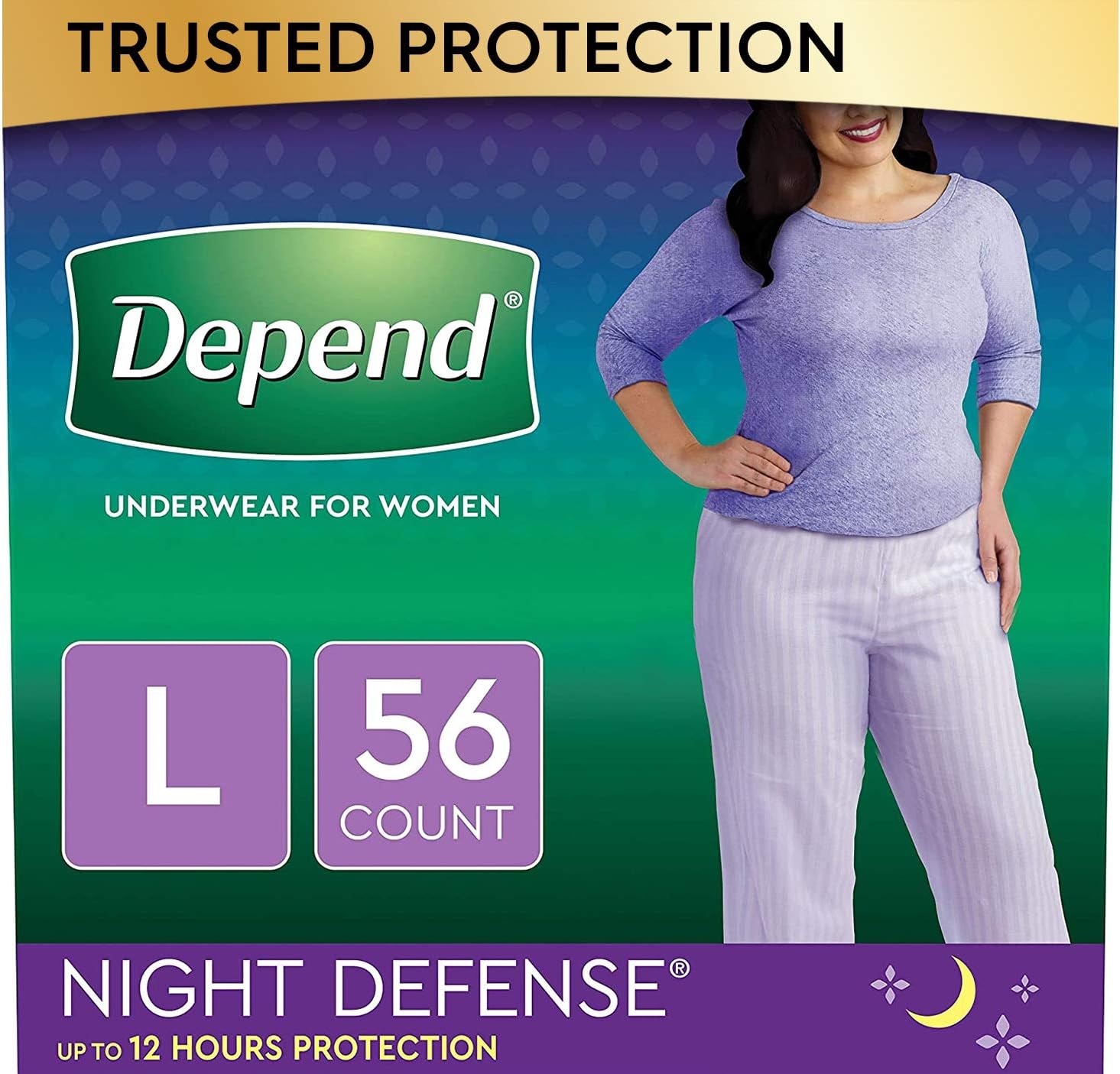 Depend Night Defense Incontinence Underwear for Women, Disposable, Overnight, Large, Blush, 56 Count (4 Packs of 14) (Packaging May Vary): Health & Personal Care