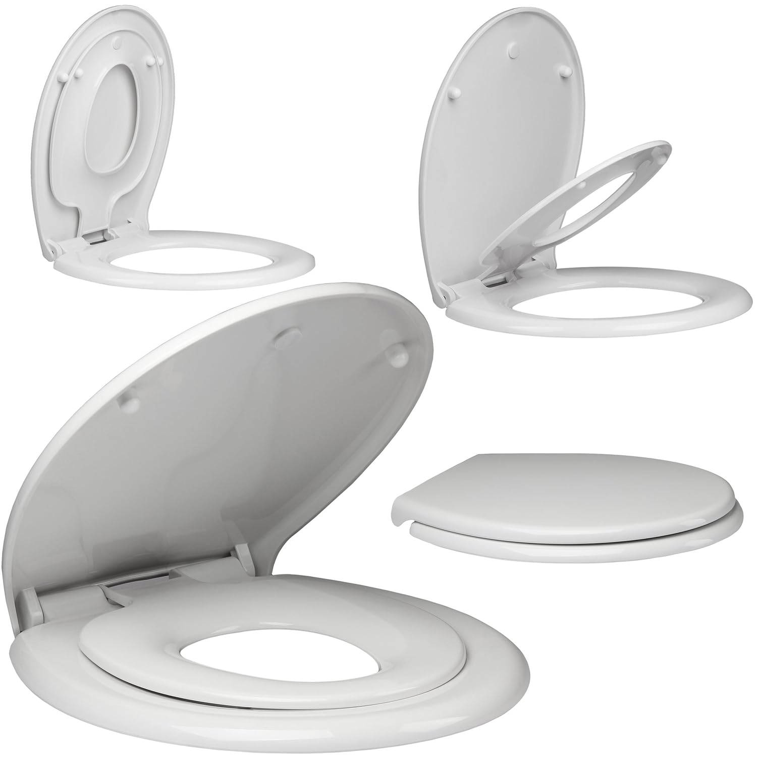 EcoSpa Parent & Child Toilet Seat with Smooth Top Fitting Hinges That