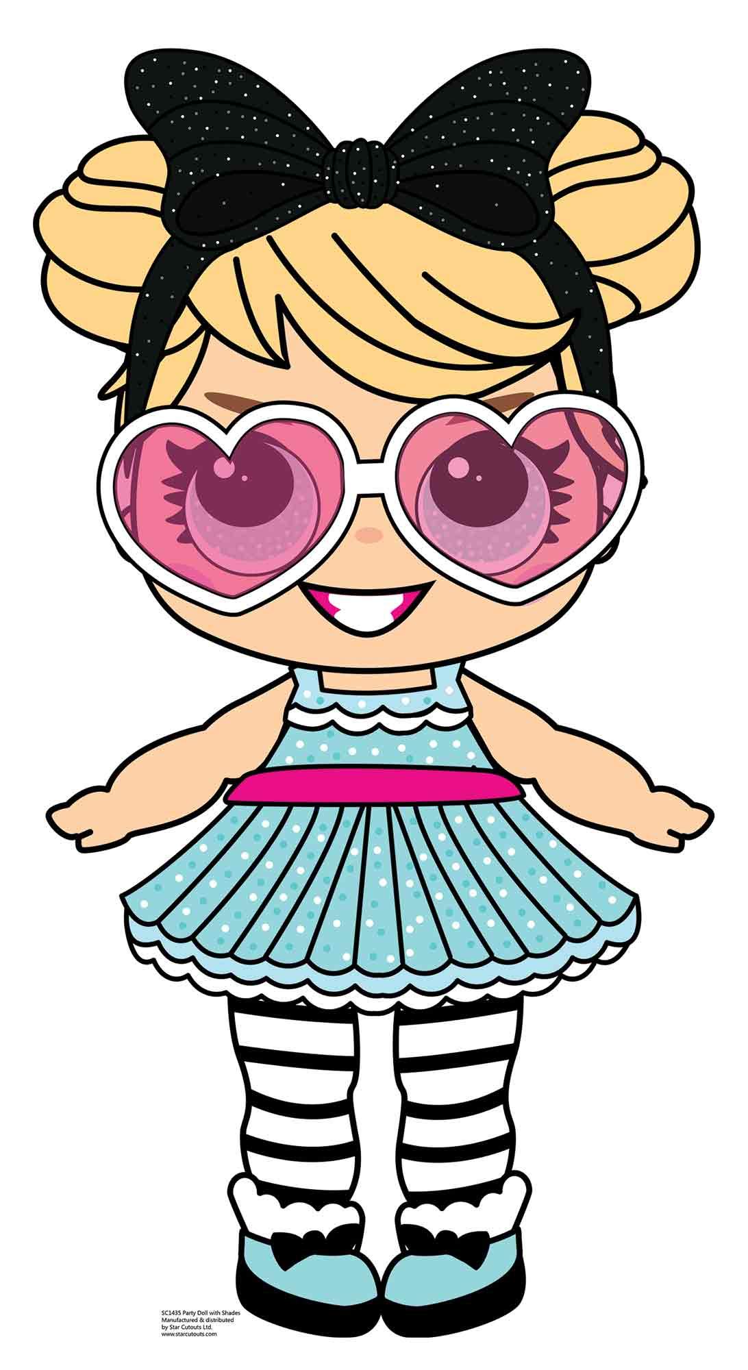STAR CUTOUTS SC1435 Doll with Large Eyes and Shades Cardboard Cutout Create The Perfect Family, Anniversary, Wedding, Birthday Party Decoration, Solid, Multicolour, Regular