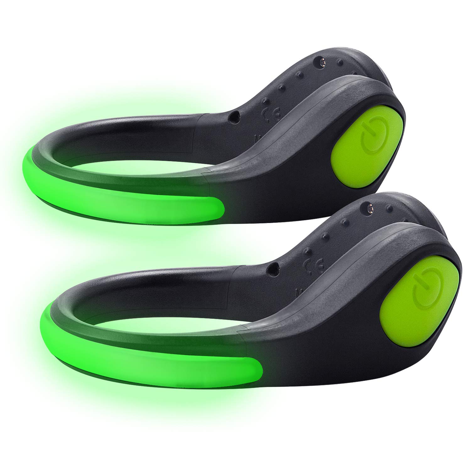 Tabiger 2-Pack LED Shoe Clip Light Rainproof Luminous Flashing Bright Night Running Lights LED Sport Gear Safety Warning Flashlight for Runners, Jogging, Cycling, Biking, Dog Walking At Night (Green)
