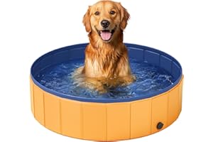DESOXIVI Foldable Dog Pool, 40" Pet Swimming Pool, Pet Outdoor Bathing Tub, Dog Bath, Protective Lining, PVC Collapsible Pool for Dogs, Cats