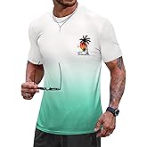 VOGSTART Men's Summer Graphic Shirts Crew Neck Short Sleeve Tropical Ombre Tee Shirt (S-2XL)