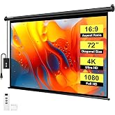 VIVOHOME 72 Inch 16:9 Motorized Projector Screen, Black | Electric Projection Screen with Remote Control, Automatic Pull Down Movie Screen for Ceiling and Wall Mount, ALR, Retractable