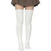 Bestjybt Women Thigh High Socks Cotton Cable Knit Over the Knee Boot Stockings Long Warm leg Warmers