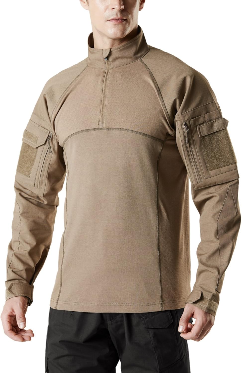 CQR Men's Combat Shirt Tactical 1/4 Zip Assault Long Sleeve Military BDU Shirts Camo EDC Top: Clothing