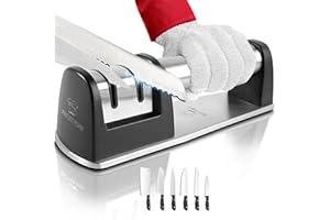 PRIORITY CHEF PriorityChef Knife Sharpener for Straight and Serrated Knives, 2-Stage Diamond Coated Wheel System, Sharpens Dull Knives Quickly, Safe and Easy to Use