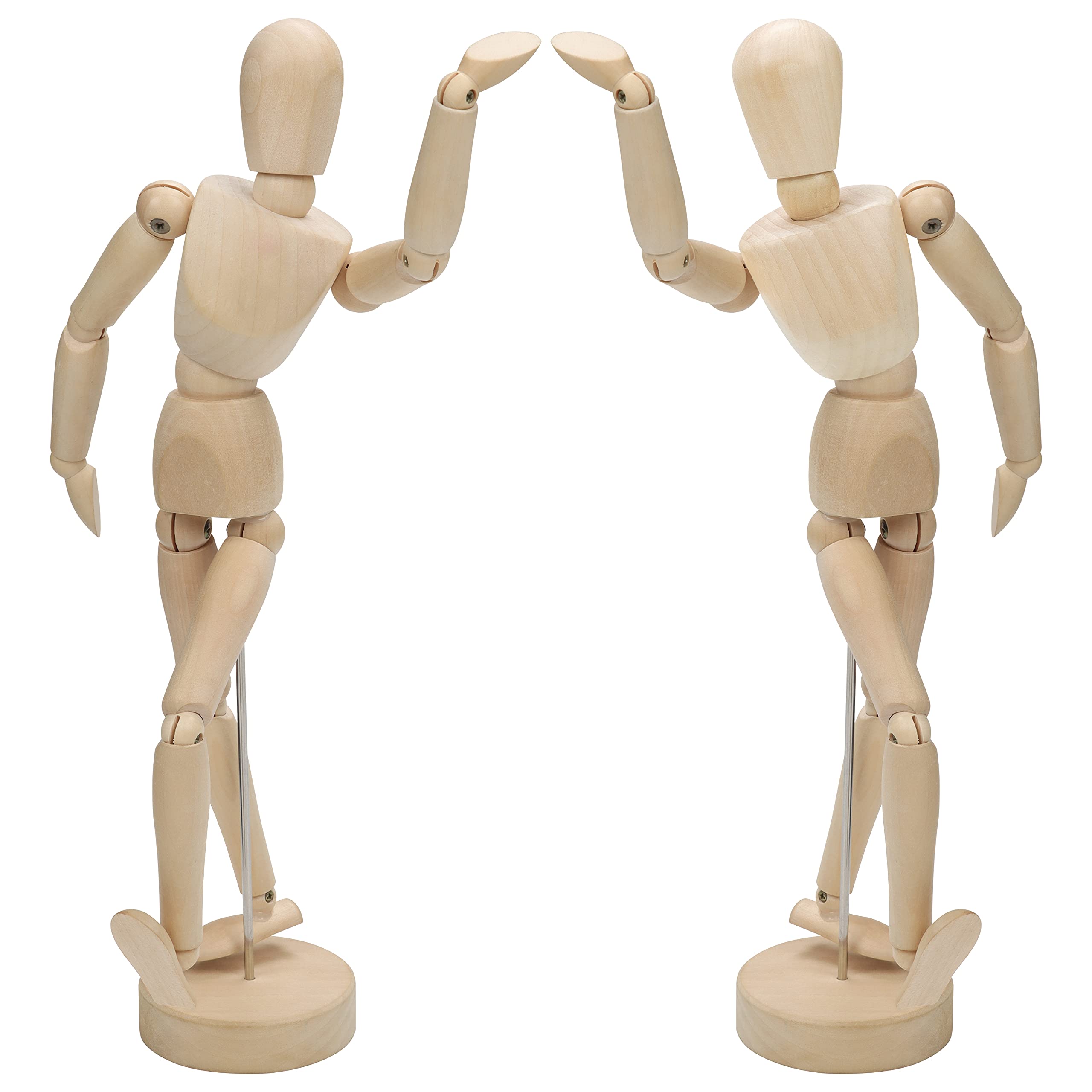 Kurtzy 2 Pack 30.5cm/12 inch Wooden Male & Female Human Body Drawing Mannequins with Stand - Flexible Joints Artist Manikin Wood Model - Articulated Art Figures for Sketching & Painting - Home Decor
