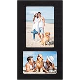 YESKAY 4x6 and 5x7 Collage Picture Frame - 2 Opening Picture Frames Rustic Black Wood Frame with Real Glass,Display 4 by 6 and 5 by 7 Photo Frames Wall Decor or Tabletop 1 Pack