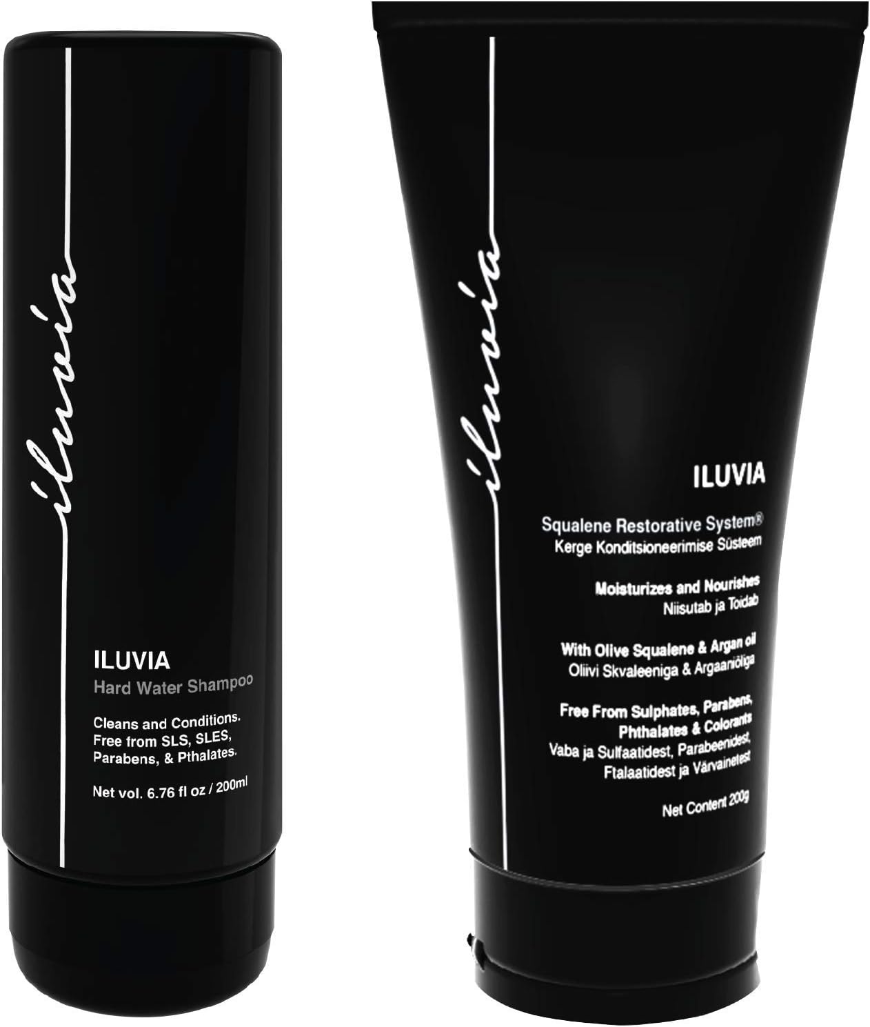 iluvia Professional Basic Haircare Combo - Cleansing Hard Water Shampoo 200 Ml & Squalene Restorative Conditioner, 200 Gm (Pack of 1)