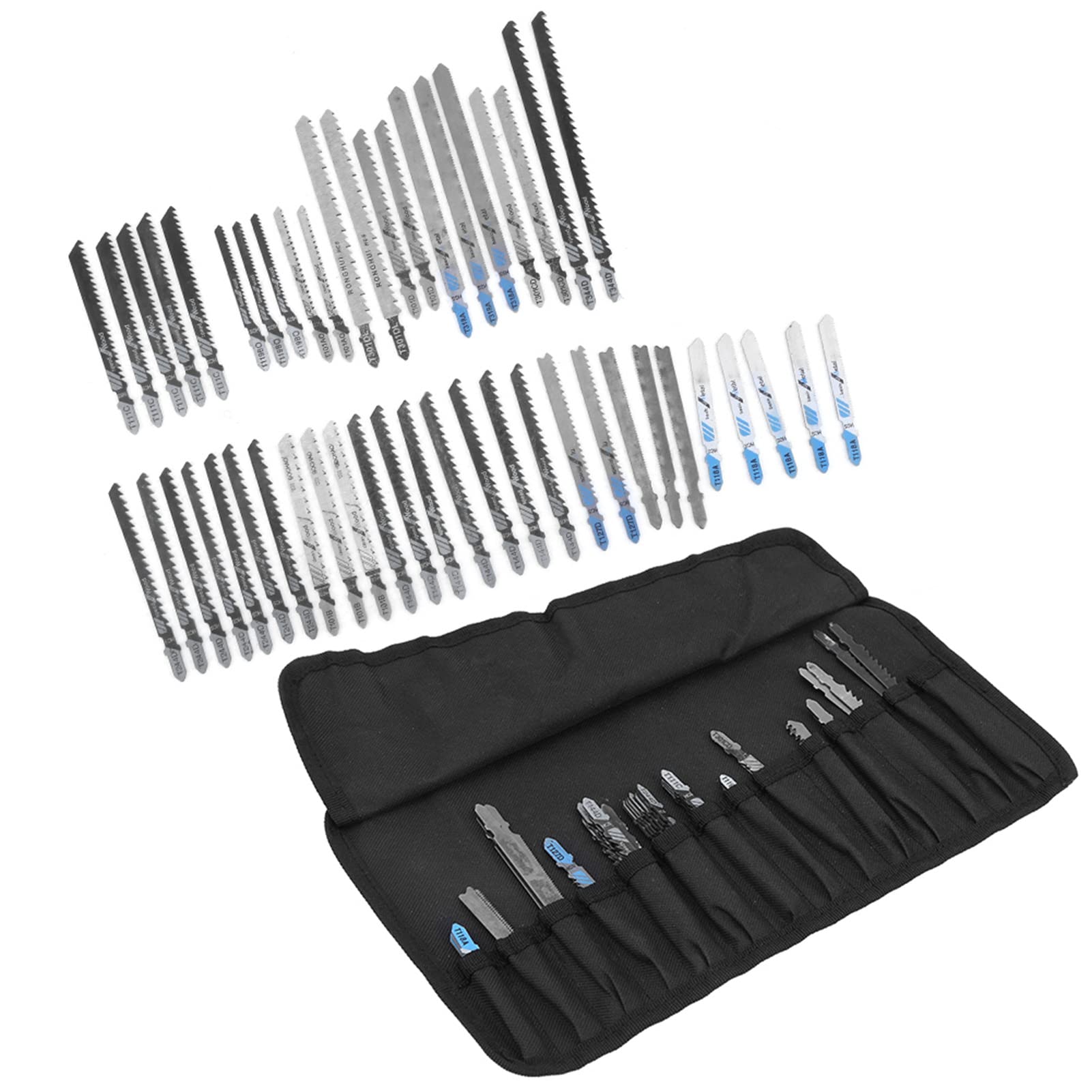48Pcs Jig Saw Blades Set T Shank Metal Universal Fine Mddle Tooth Kit Cutting Tools with Storage Case T119BО -T111C