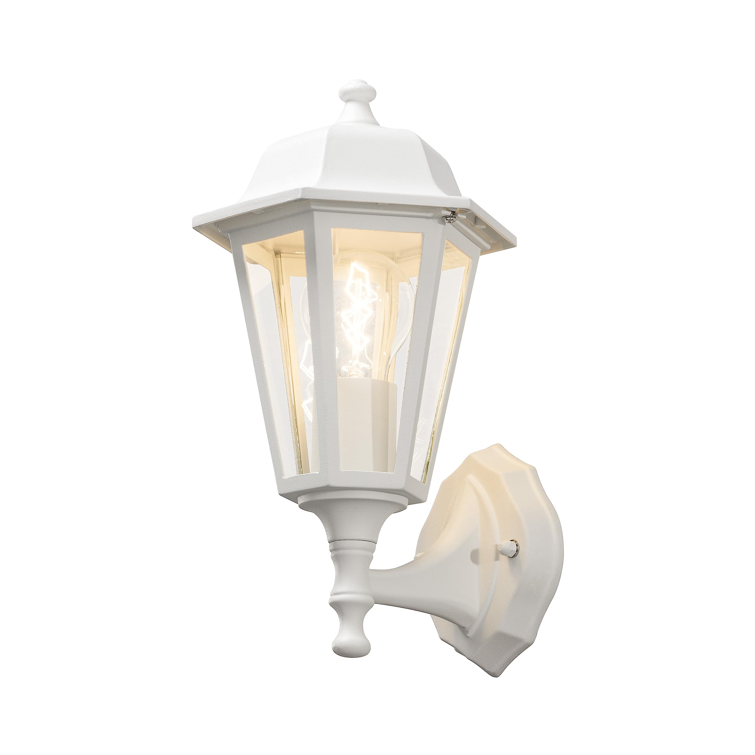 Konstsmide Outdoor Wall Light Mains Powered/Classic Lantern Style/1 x 60 W E27 Max Lamp/Clear Glass/Aluminium/IP23/ Outside Light White — image 1