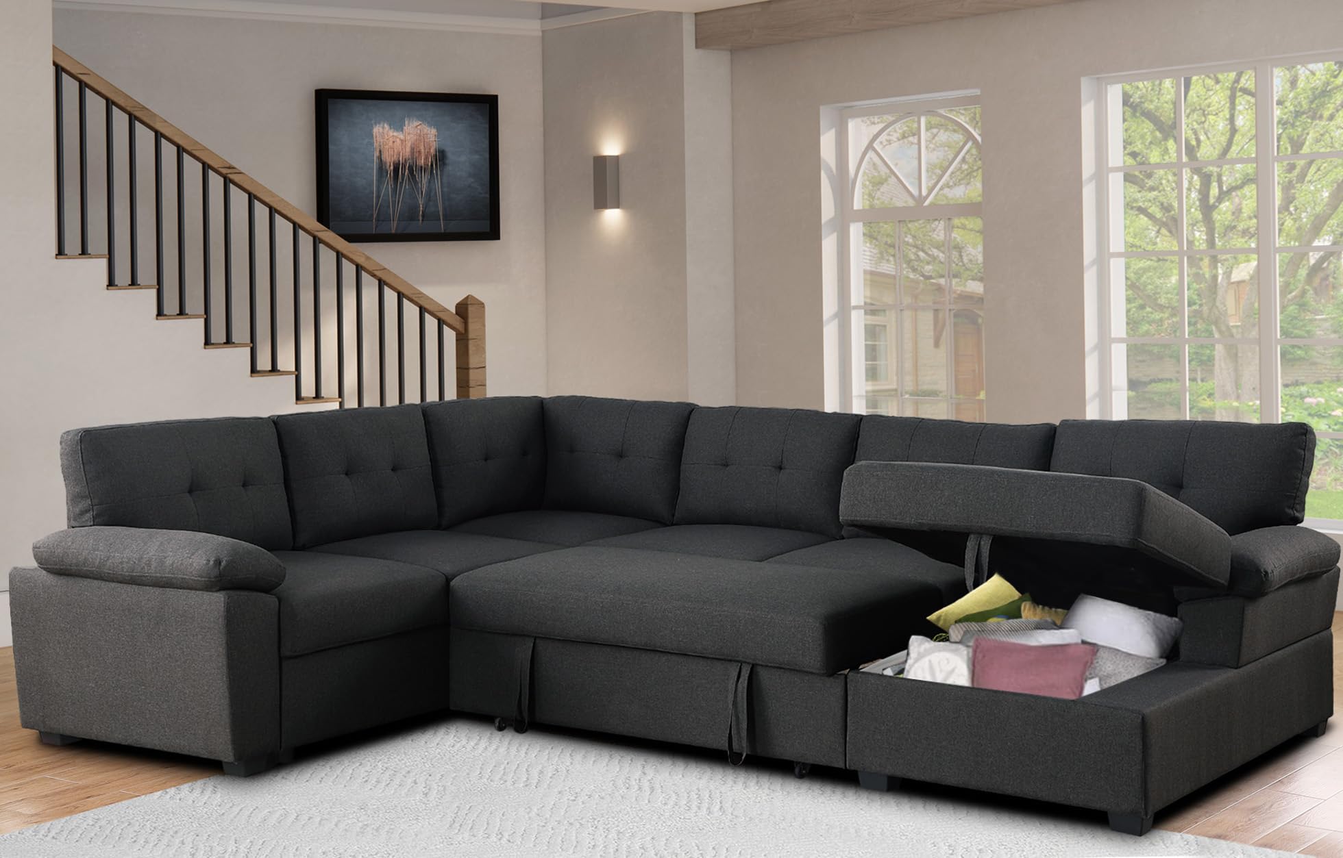 Mua asunflower Sectional Sleeper Sofa Pull Out Couch with Storage 118 ...