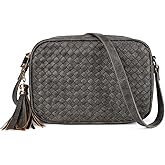 AFKOMST Woven Crossbody Bags for Women Small Summer Purse and Boho Cross Body Handbag with Tassel, Vegen Leather | Fit Long Wallet, Spacious Room