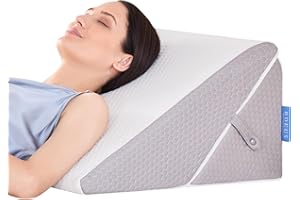 BDEUS Wedge Pillow for Sleep Apnea, Memory Foam Wedge Pillow for Back Pain Relief, Reading, Adjustable 9 &12 Inch, Bed Wedge Pillow for Surgery, Acid Reflux,Gerd, Removable Washable Cover, White