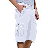 JAWERU Mens Cargo Shorts Casual Shorts Hiking Shorts Below Knee Relaxed Fit Multi Pockets Running Joggers Outdoor Mens Shorts