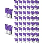 Riseuvo 50pcs 3A Standard Car Fuses - 3 AMP Automotive Fuses(ATO/APR/ATS), 32V (12/24V) Blade Fuse for RV/Truck/SUV