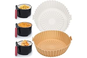 2 Pack Air Fryer Silicone Liners Pot for 3 to 5 QT, Anglecai 8 Inch Air Fryer Silicone Bowl Basket Round, Reusable Air Fryer Silicone Inserts Washable Air Fryer Baking Tray for Air Feyer Oven
