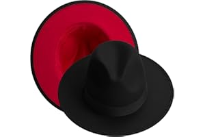 KUJUHA Fedora Hats for Mens/Womens Felt FedoraHats Two Tone Wide Brim Fedora Hats Rancher Hat