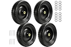 LTNICER 13" Flat-Free Tires and Wheels Replacement Gorilla Cart, 4.00-6 Flat-free Solid Tires for Garden Carts, Wheelbarrows & Yard Trailers - with 5/8" Bearings, 2.1" Hub Offset(4-Pack)