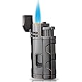 PROMISE Torch Lighter Triple Jet Flame Refillable Butane Windproof Lighter- Butane Not Included (Black)