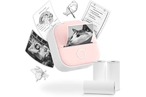 Omezizy T02 Mini Printer Set - Bluetooth Pocket Printer with 3 Rolls Paper, Sticker Printer Mini Pocket Printer for Study Notes, DIY, Scrapbook, Memo, List, Birthday